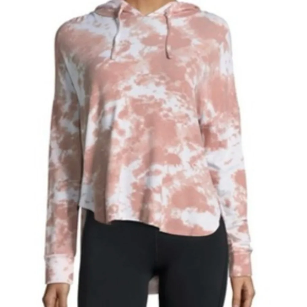 BETSEY JOHNSON Performance Tan White Tie Dye Hoodie sweatshirt very soft & cozy - Picture 2 of 6